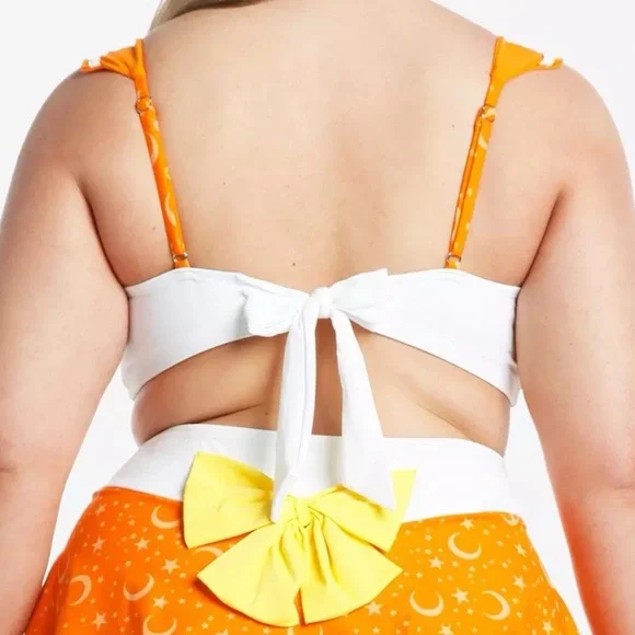 Hot Topic Sailor Moon Sailor Venus Cosplay Top & Skirted Bottoms Swimsuit SET 2X - Picture 12 of 16